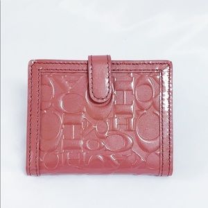 COACH ID Wallet Rose Pink Embossed Patent Leather